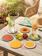 Set de 6 dessous de verre fruités - mix de fruits