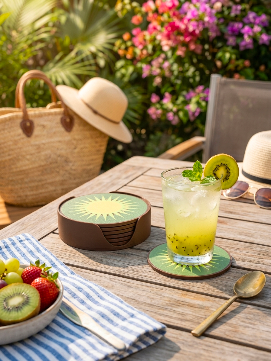 Set de 6 dessous de verre fruités - Kiwi